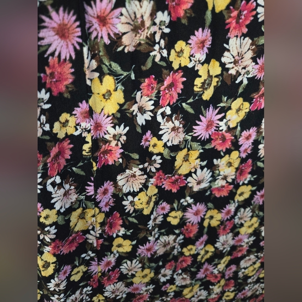 Forever 21 Floral Black Milkmaid Midi Dress - Picture 6 of 11
